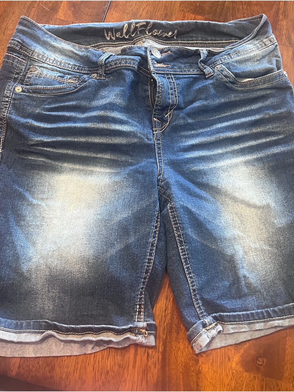 Wallflower Blue Faded Denim Bermuda Shorts